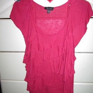 hot pink ruffled top